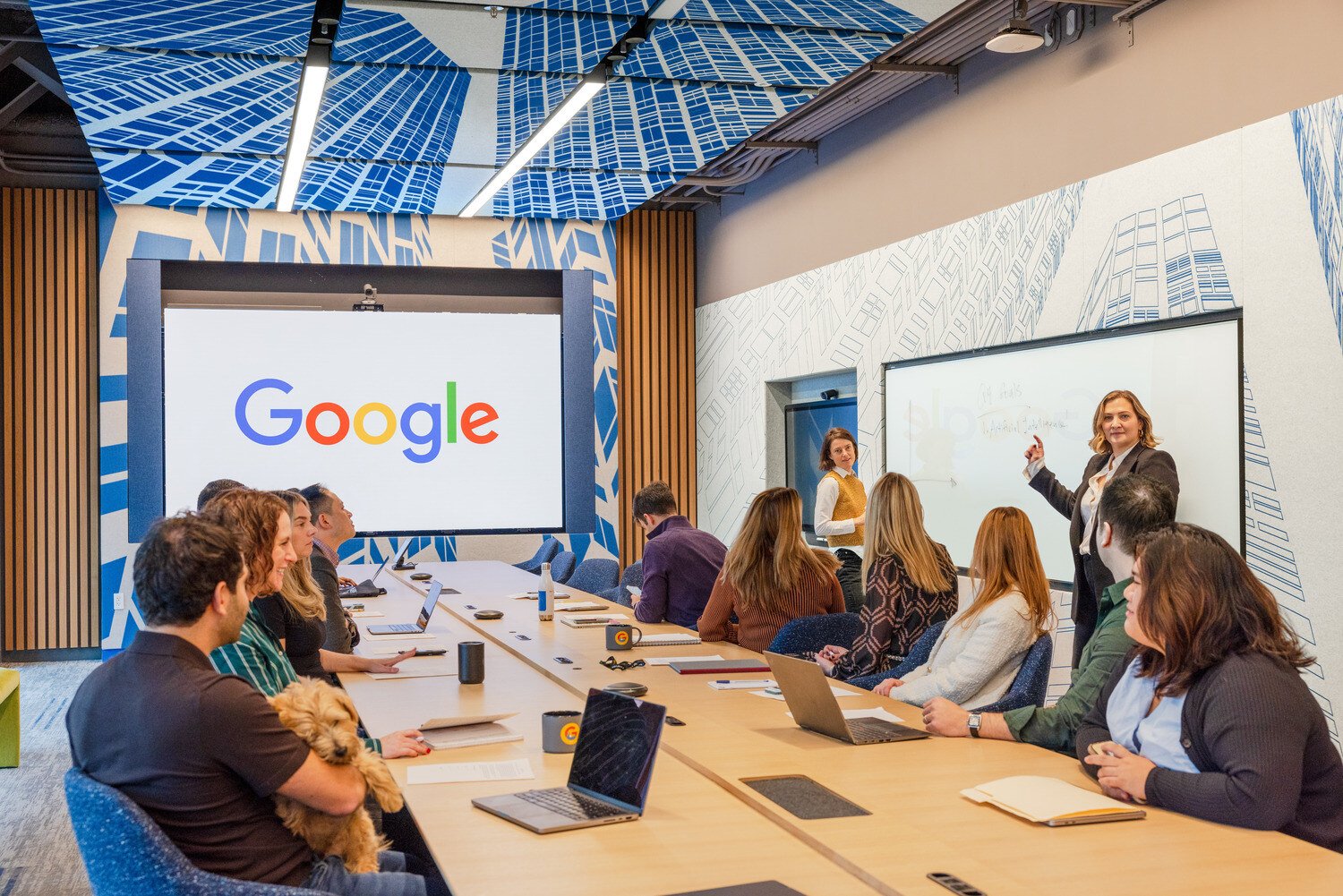 Electrosonic designed and integrated meeting room solution at Google New York City offices.