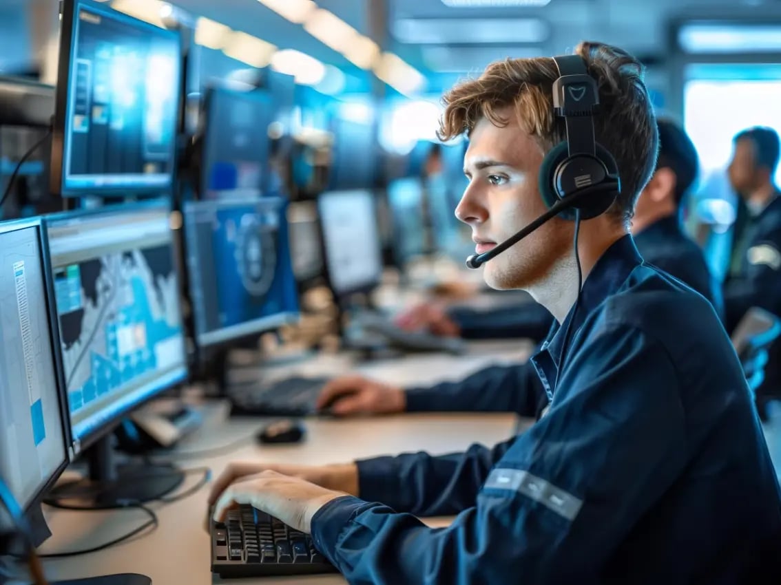 A certified Electrosonic technician delivers remote AV assistance, ensuring systems remain reliable and optimized.