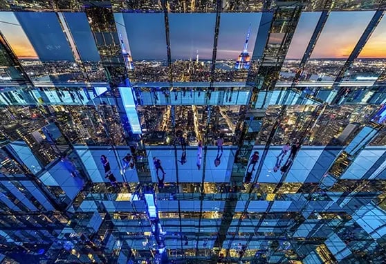 A highly immersive room at Summit One Vanderbilt combines mirrors with LED lights to create an experiential effect.