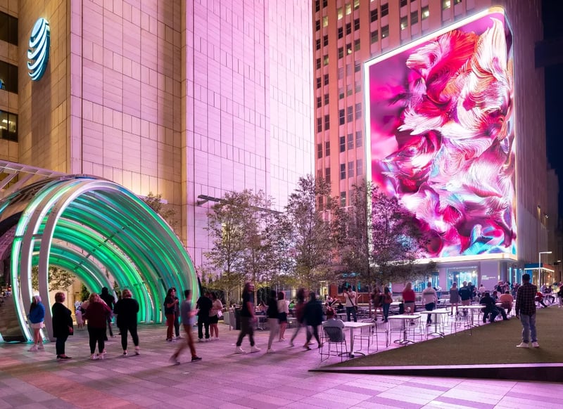 A large video wall and immersive globe installation.