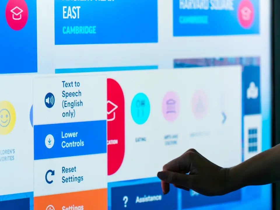 A user interacting with an touch screen interface.