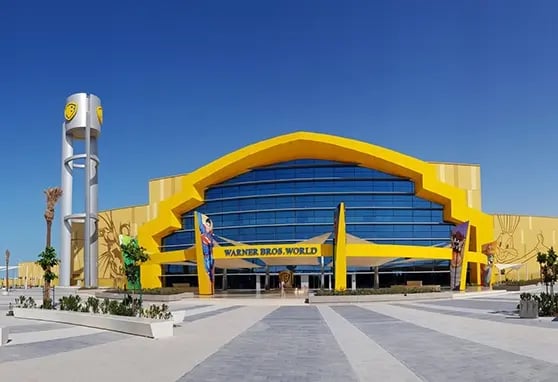 A view of the exterior of Warner Bros. World Abu Dhabi in the day time.