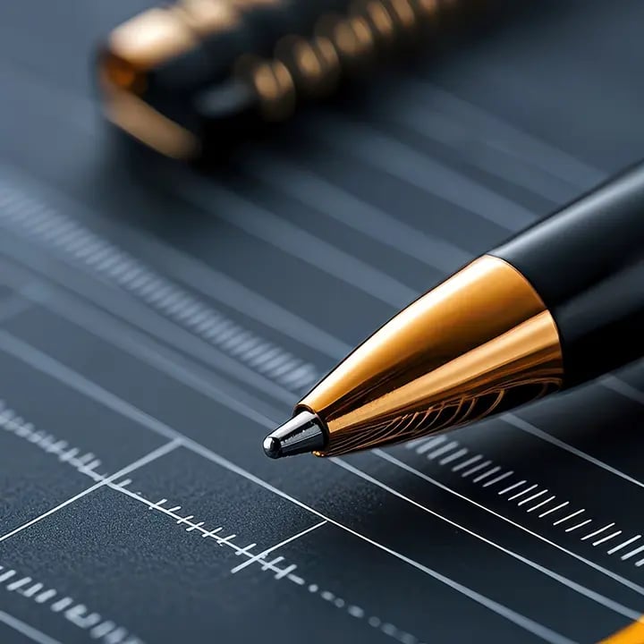 A black and gold pen overlaid on top of a document.