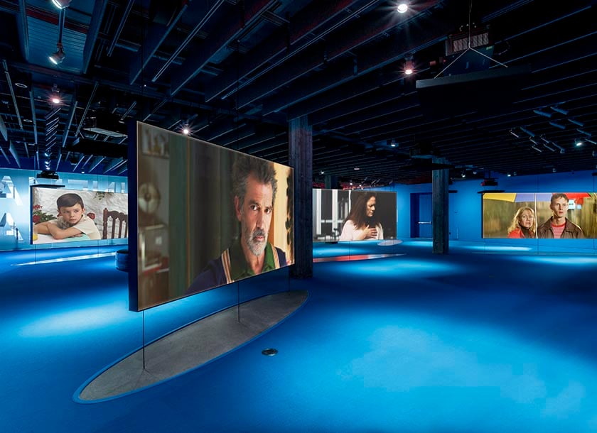 Various projected films playing on a loop at the Academy Museum of Motion Pictures. 