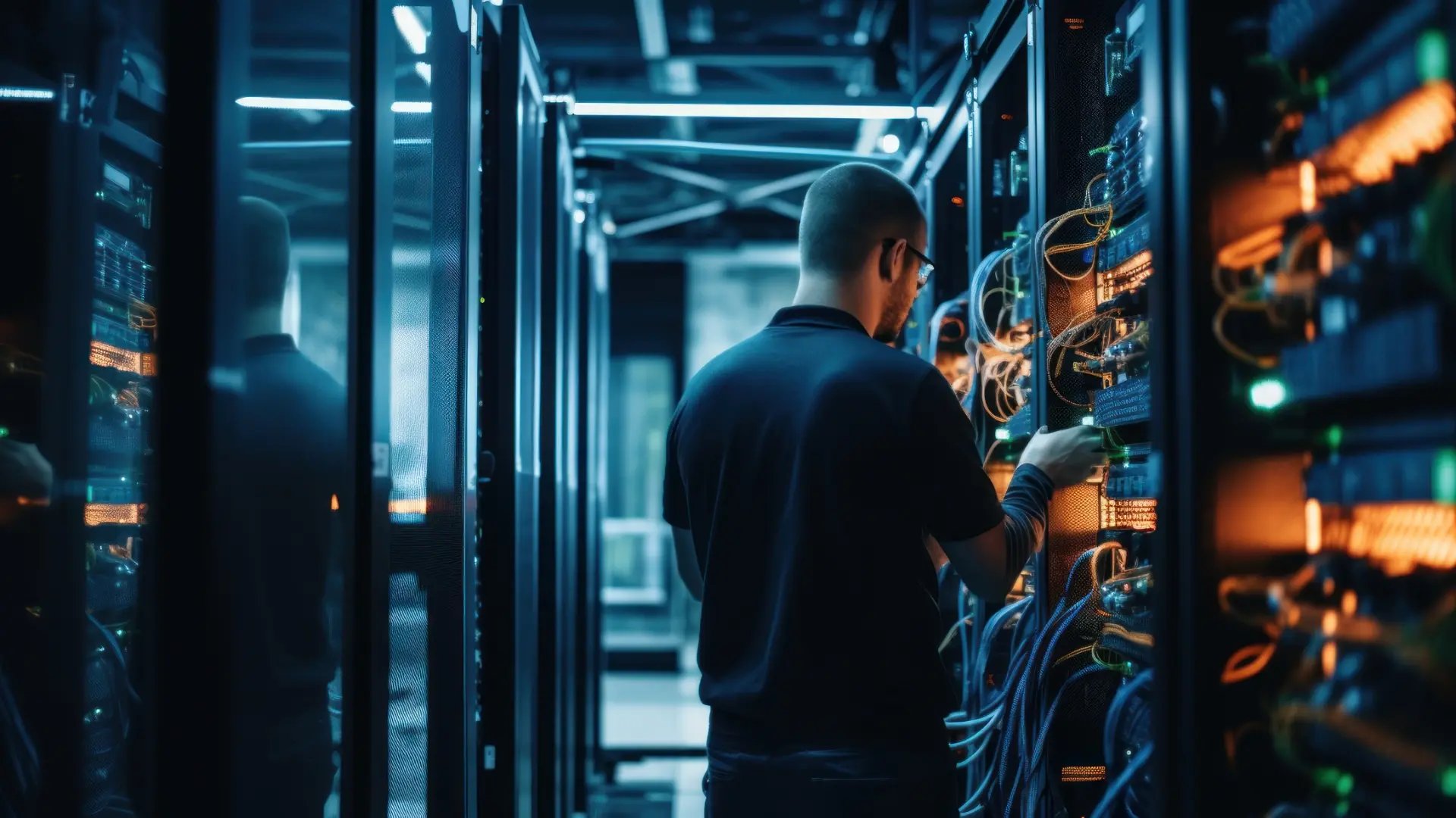 An Electrosonic technician works on-site to restore AV system performance.