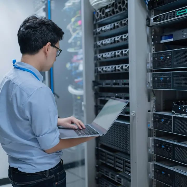 An employee contacts Electrosonic support from an onsite AV environment to help diagnose and resolve system issues.