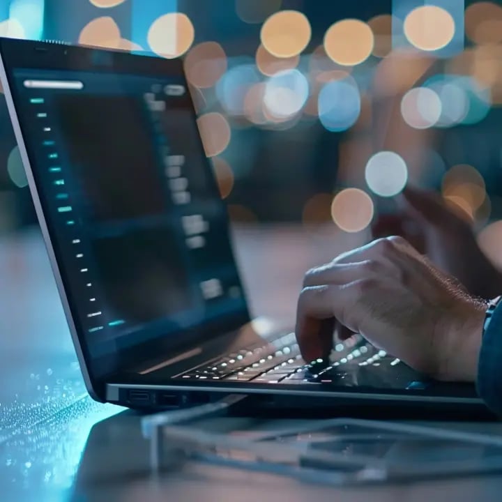 An employee uses Electrosonic’s support portal to submit a request and connect with AV experts for fast issue resolution.