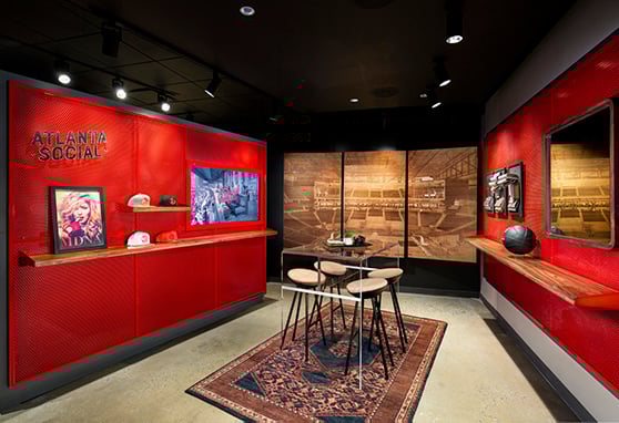 Sales suite at the Atlanta Hawks Preview Center used to sell box seats to games.