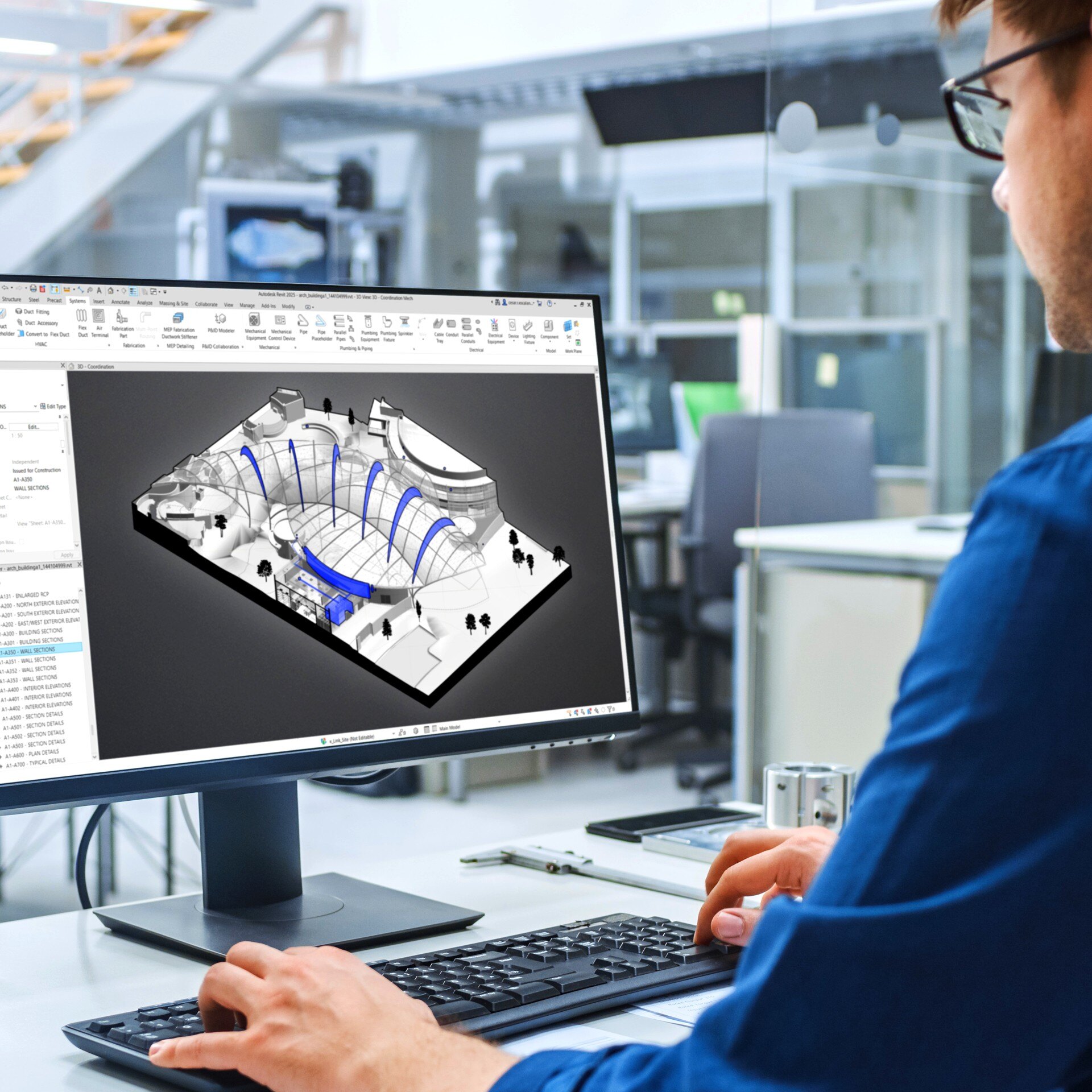 Electrosonic designer creating a model for an upcoming project.