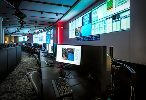 Individual workstations within Barclay's control room.