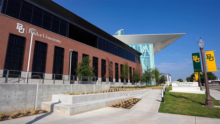 The exterior of the Baylor University Hurd Welcome Center.