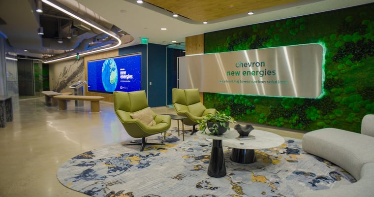 The lobby of Chevron New Energies' headquarters in Houston. 