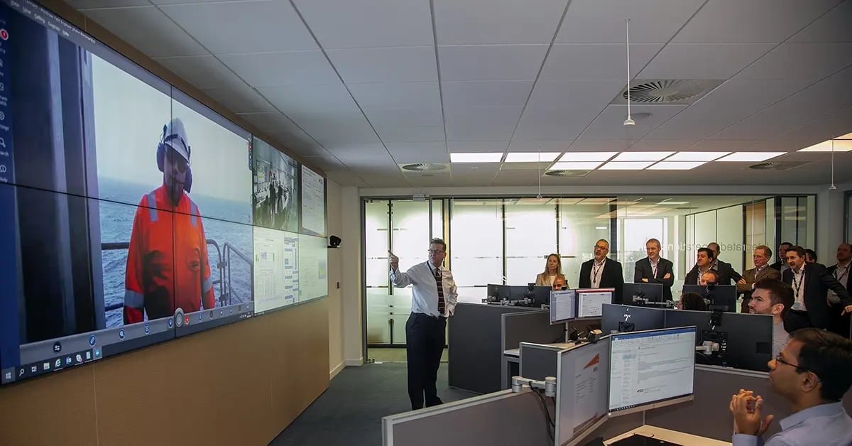Control room at the Repsol Sinopec Oil & Gas exploration firm in Scotland.