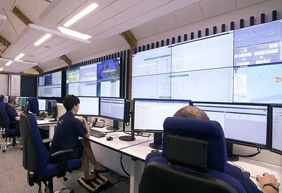 Control room video wall at the Natural Power HQ in Scotland.