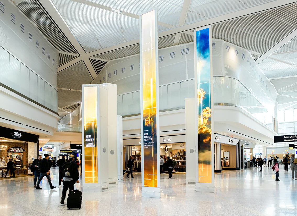 Newark Liberty International Airport – Terminal A, highlighting its modern design, bright interiors, and enhanced amenities for travelers.