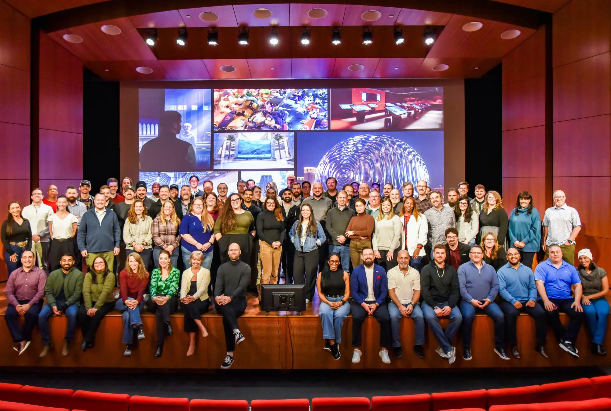 Electrosonic team members gathered together during the company’s annual employee kickoff celebration, highlighting collaboration, culture and shared commitment to innovation in audiovisual experiences.