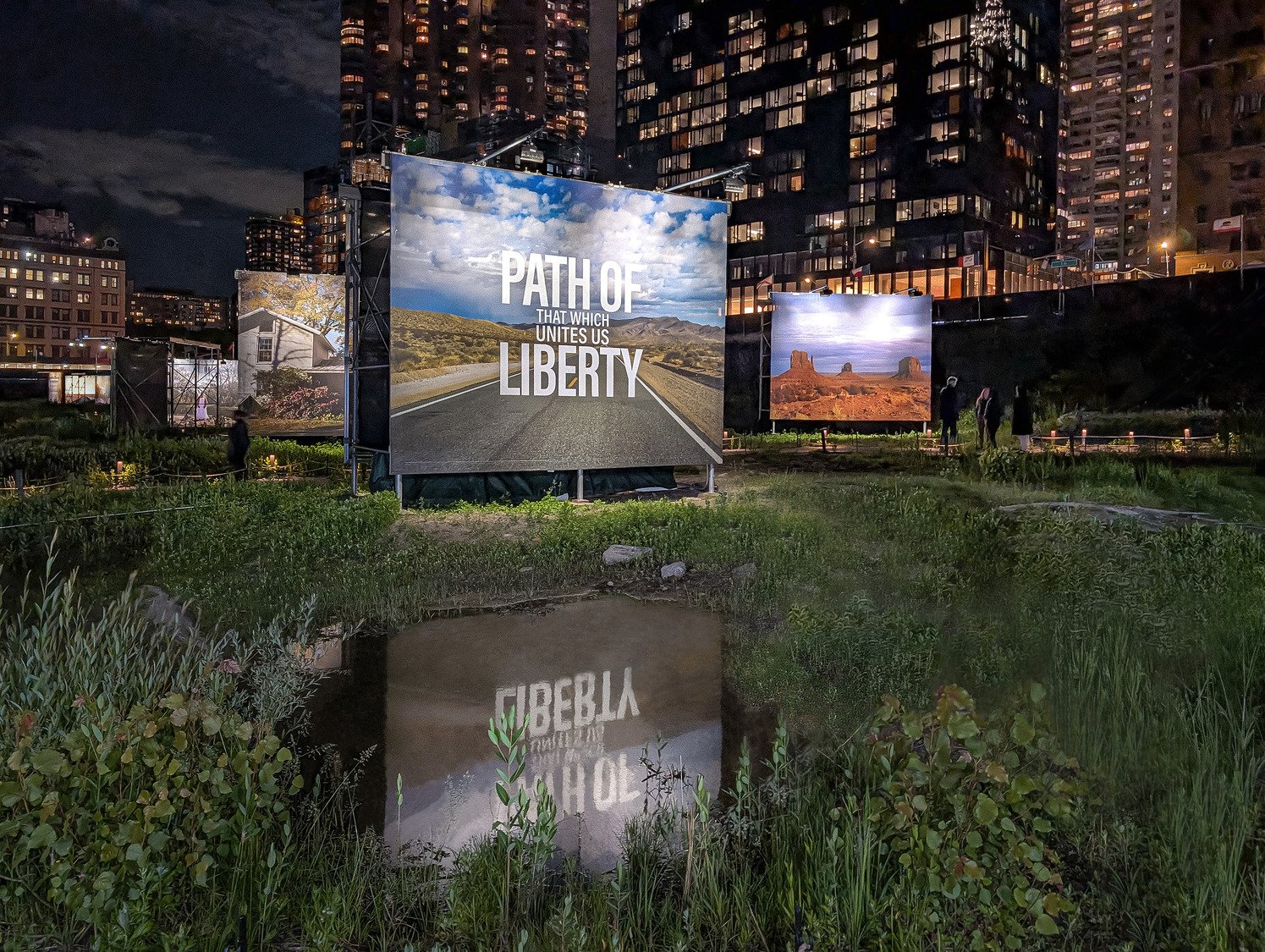 A screen display with Path of Liberty written on it.