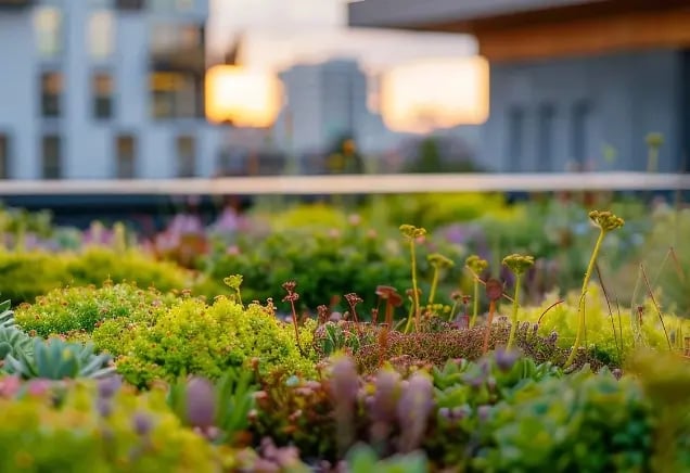 Greenery within a cityscape.