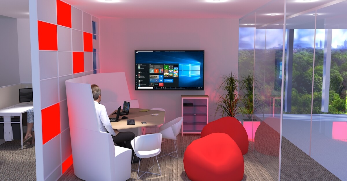 Comfort and convenience are key components to an effective huddle room. 