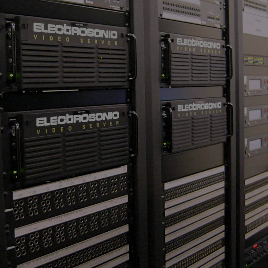 Audiovisual rack system built by Electrosonic engineers and technicians. 