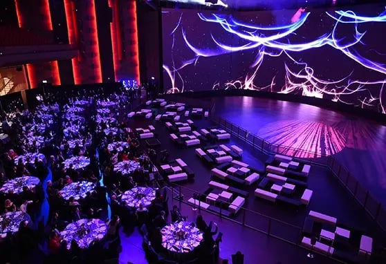 Inside the MGM Cotai Theater, a digital LED backdrop transforms the stage with vivid, changeable scenery that supports dynamic performances.