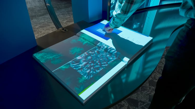 Projection Mapped book at the Johnson Controls OpenBlue Innovation Center - Milwaukee.