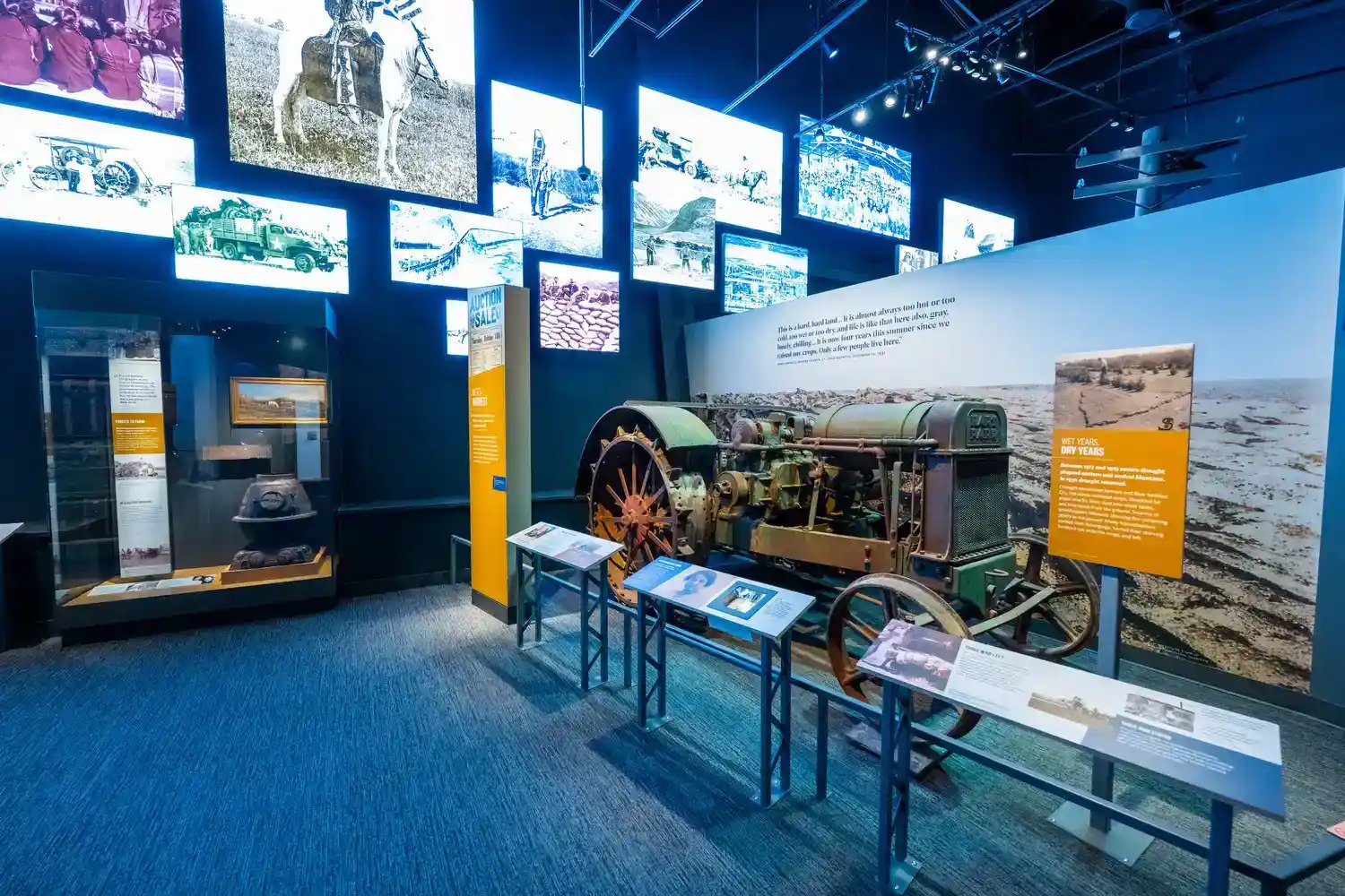 An exhibit with a car display.