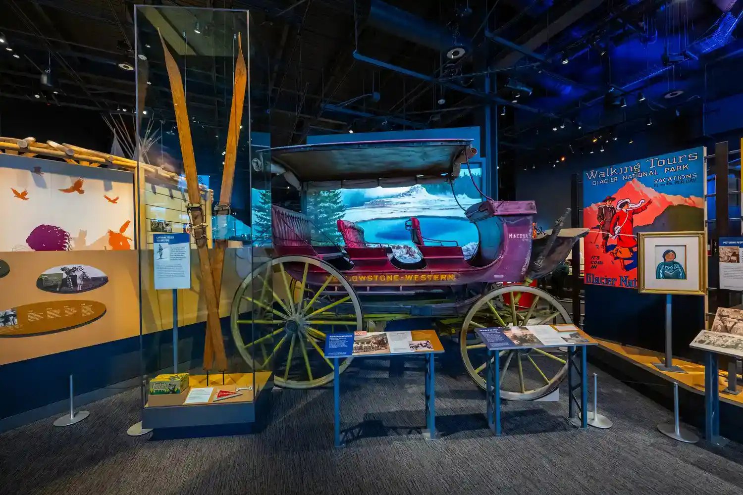 Car exhibit with artifact on either side.