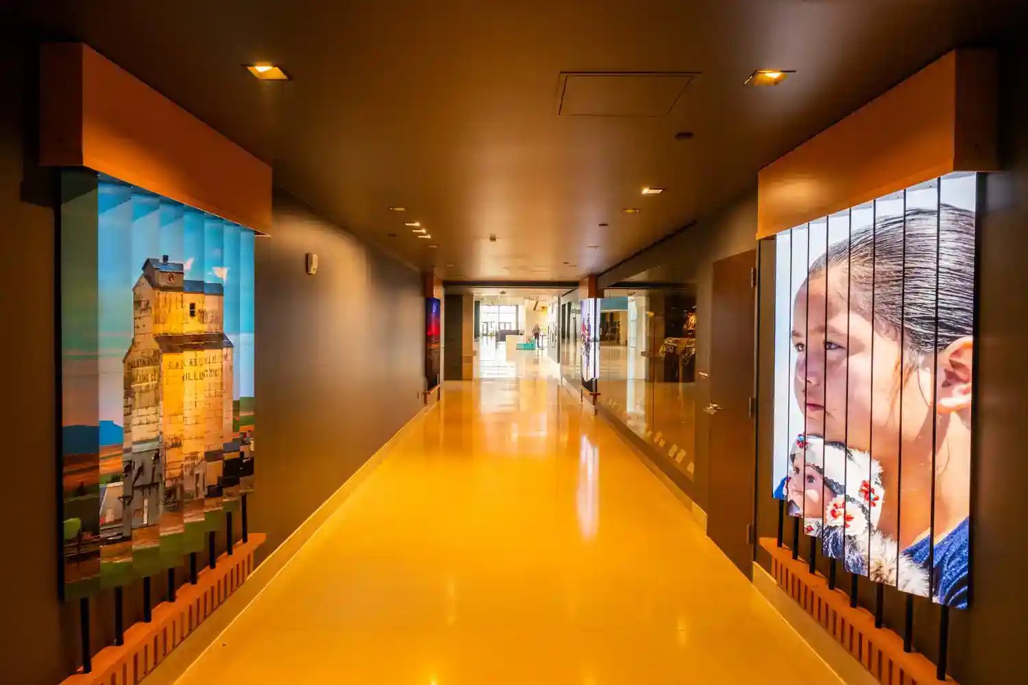 LED shades lined the walls with media.