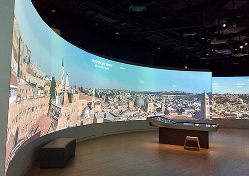 Interactives and a large curved projection at the Museum of the Bible.