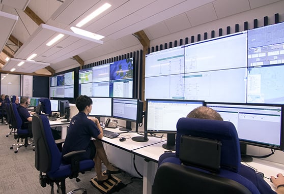 Employees monitoring power creation at the Natural Power Operations Centre.