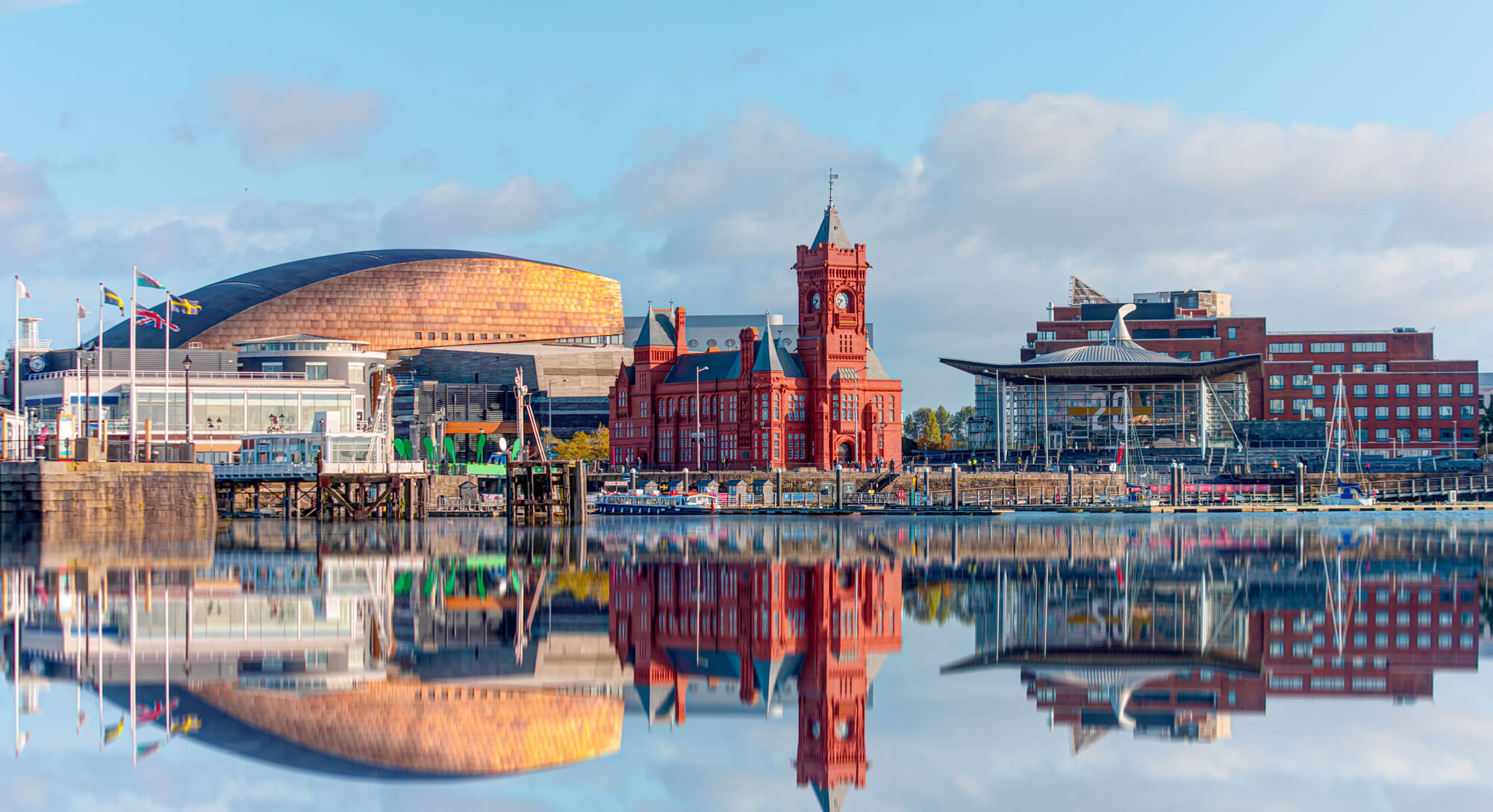 Panoramic view of the Cardiff Bay