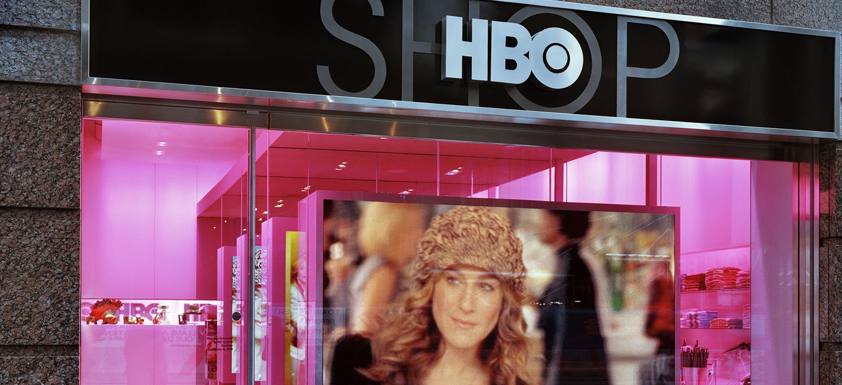 Digital signage at the HBO Shop in New York.