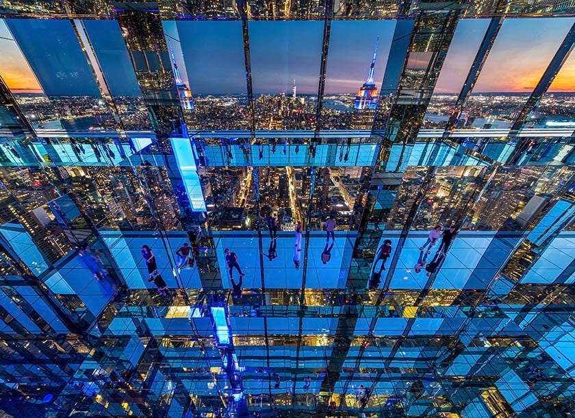 An all mirrored room at Summit One Vanderbilt.