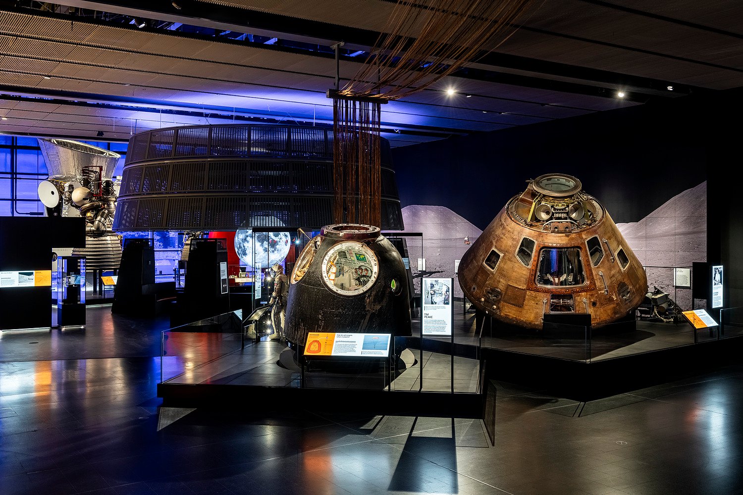 The overall space in the science museum with exhibits in it.