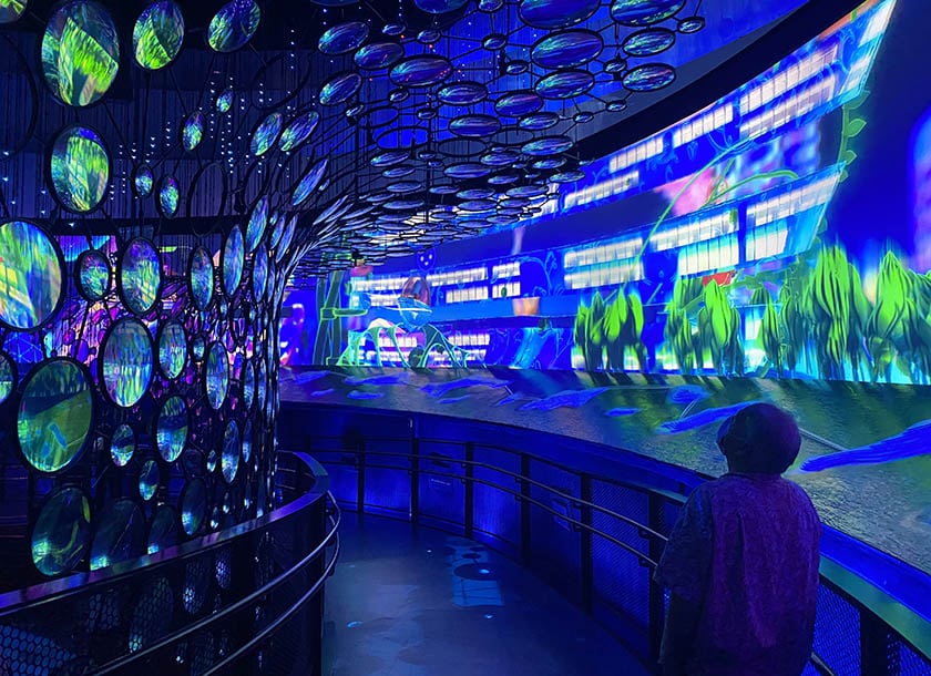 Guests walking through the Mobility Pavilion at Expo 2020 Dubai.