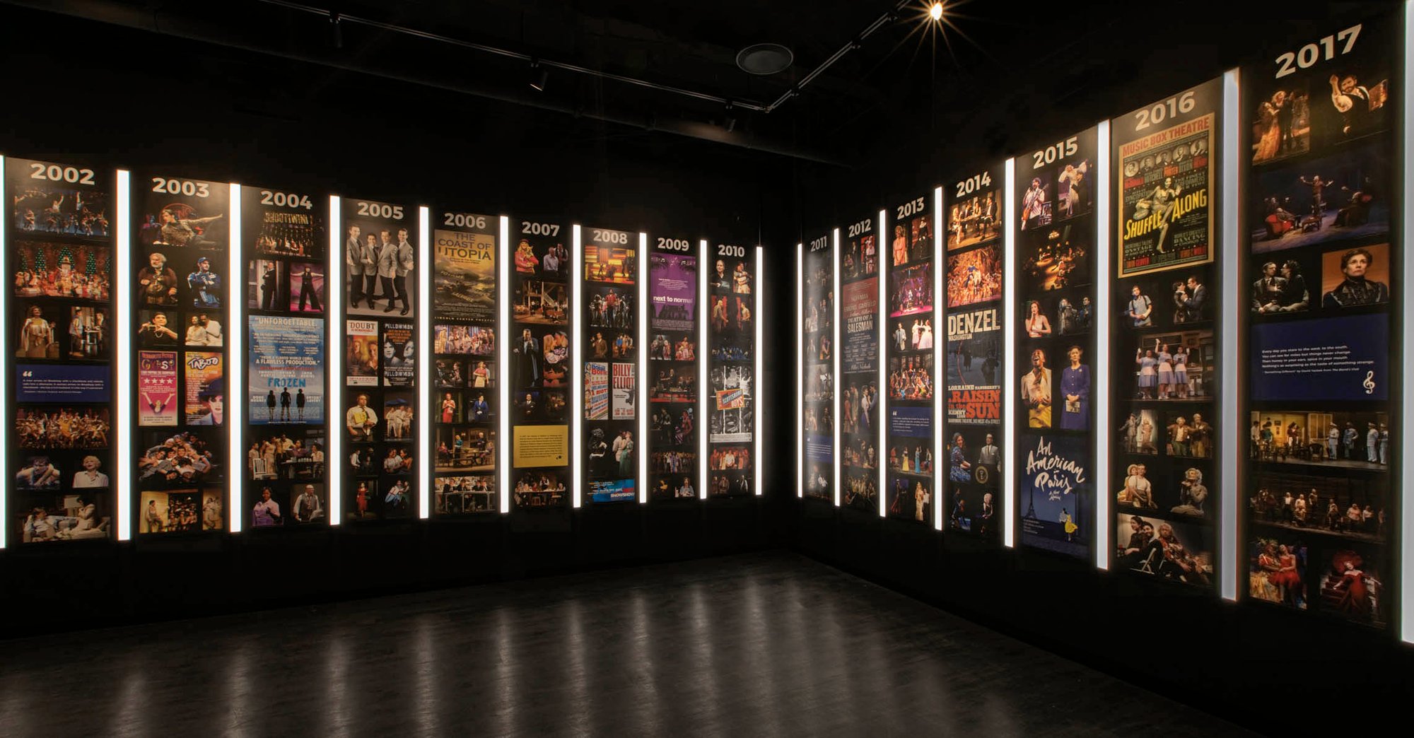 The Museum of Broadway showcases immersive audiovisual exhibits, including vibrant projection mapping, interactive touchscreens, and theatrical lighting that celebrate the history of Broadway. These AV elements create a dynamic, multi-sensory journey through the evolution of musical theatre and iconic stage productions.