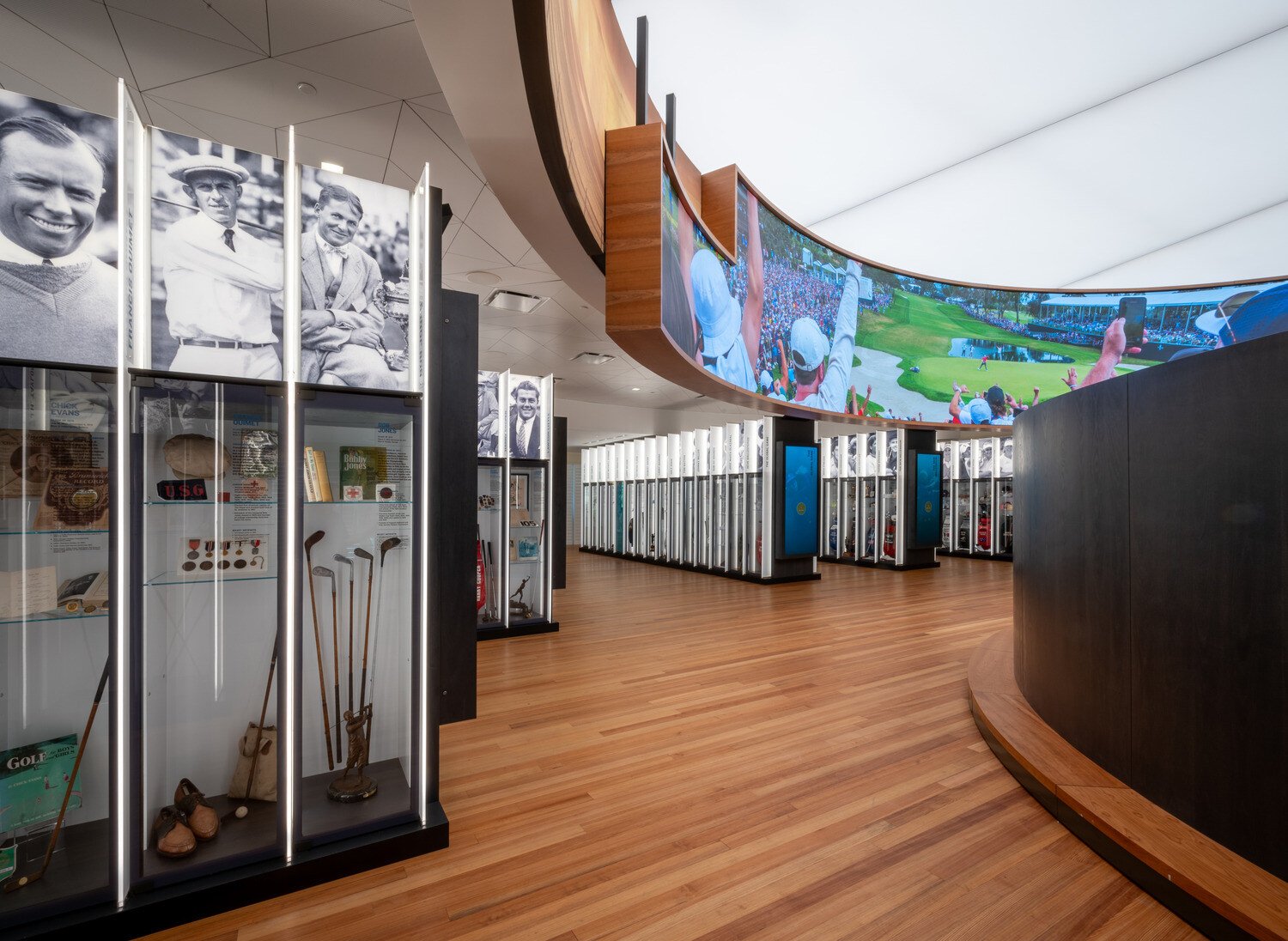 Angled view ofThe center atrium with a glimpse of the lockers
