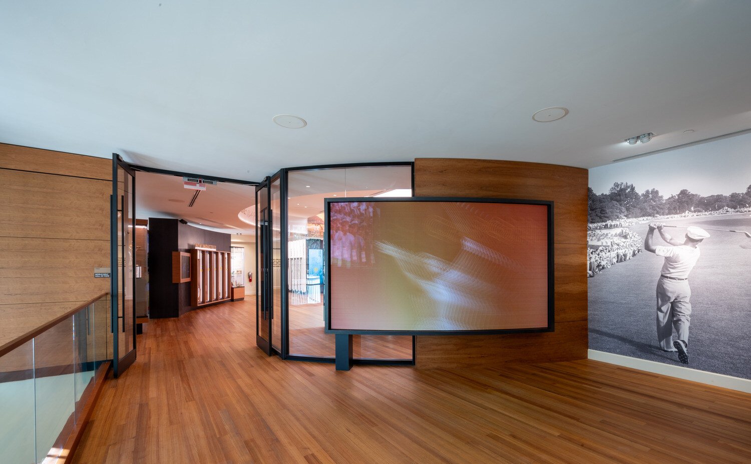 Videowall at the entrance of the second-floor exhibits