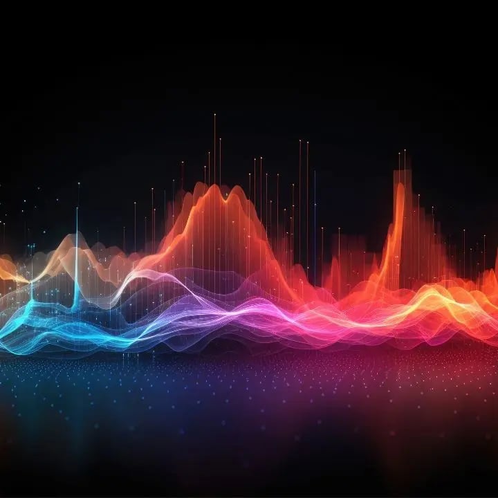 Multicolored sound bars jumping up and down.