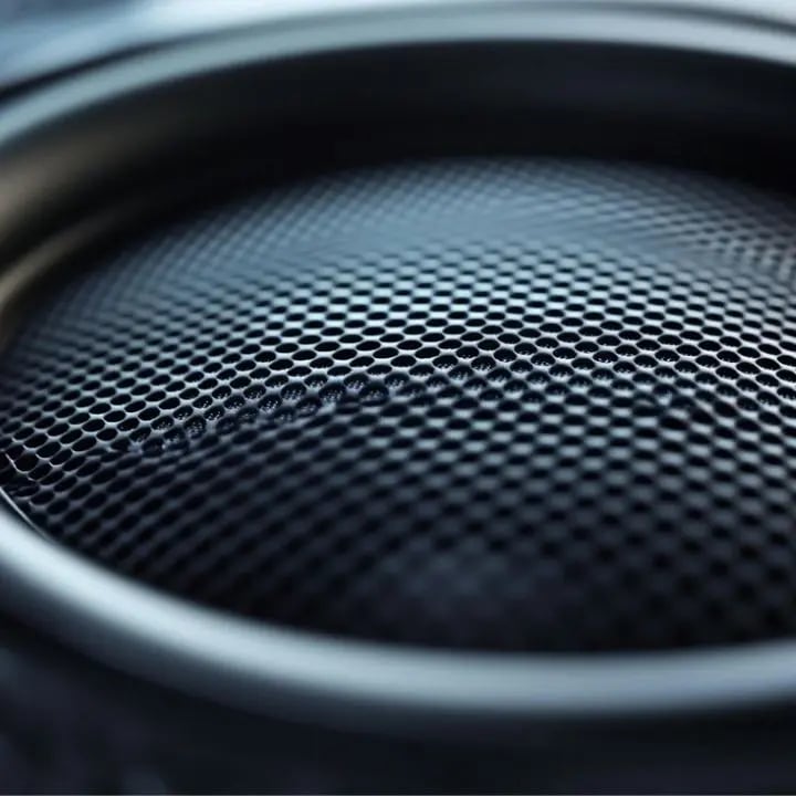 A close-up view of a professional grade speaker.