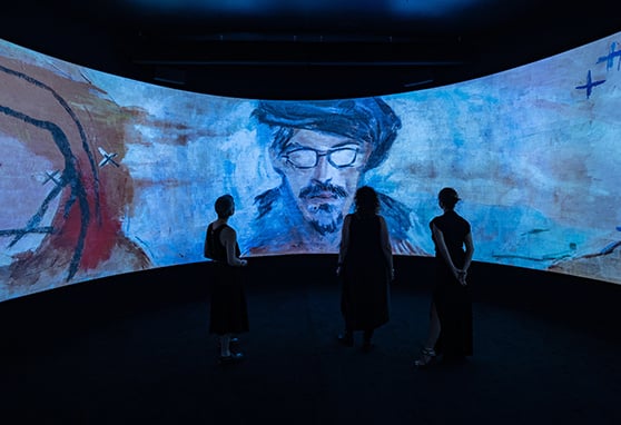 Visitors view an example of Johnny Depp’s artwork at the ‘Bunch of Stuff’ exhibition in New York City.-1
