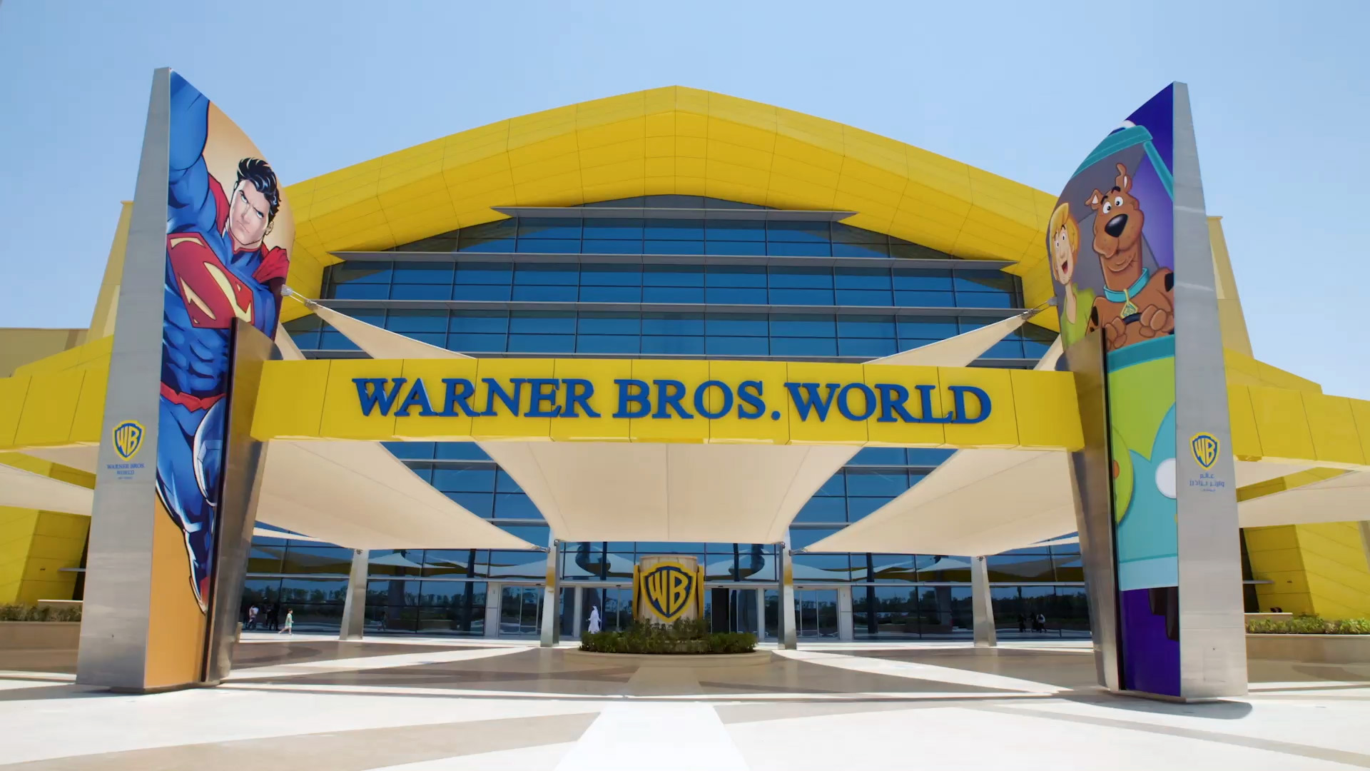 Exterior of the Warner Bros. World Abu Dhabi theme park.