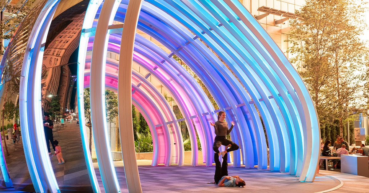 Interactive audio and lighting experience for AT&T in downtown Dallas