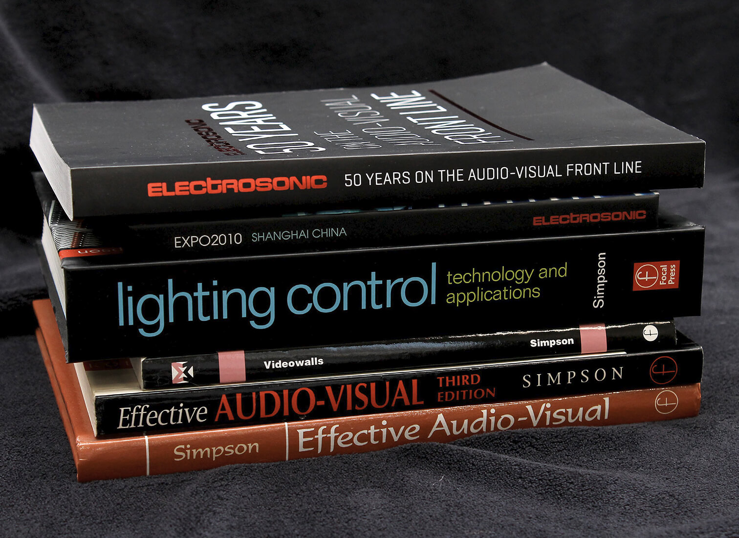 stack of books about audio visuals